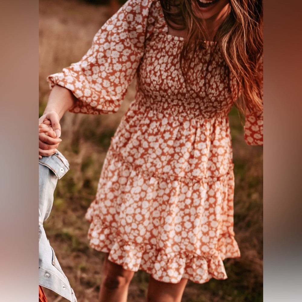 Floral Pink Lily Mini Dress